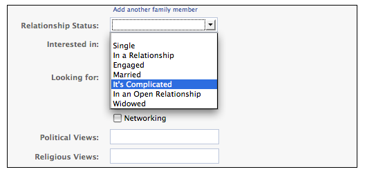 Facebook "it's complicated"